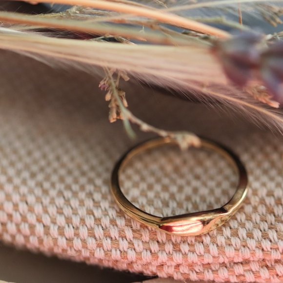 10K Solid Yellow Gold Slim Signet Ring - "Etched in Bone" by Brightlyand… - Picture 5 of 10